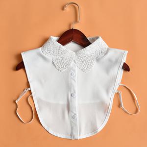 TEMU 탈착 가능한 레이스 디테일 칼라가 있는 우아한 패션 하프 셔츠 | 여성용 다기능 장식, 캐주얼 웨어, 세탁기 사용 가능, 섬유
