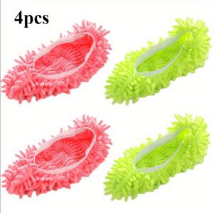 TEMU 4개입 재사용 가능한 게으른 걸레 신발 커버 - 바닥 먼지 제거 슬리퍼 커버, 쉽게 청소 가능한 바닥, 부드러운 발 커버, 가정용 청소에 적합 - 다기능 분리형 걸레 머리 신발, 거실, 침실, 주방, 욕실에 적합