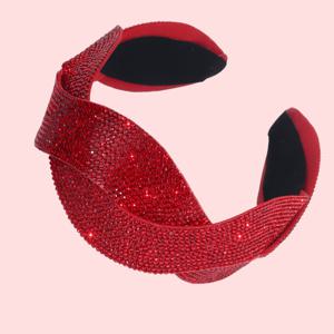 TEMU 여성용 Y2K 단색 풀 라인스톤 귀여운 반짝이는 우아한 꼬임 와이드 헤어밴드