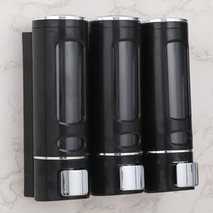 TEMU 3구 비누 디스펜서 - 400ml, 호텔용 수동 누름식 비누 디스펜서, 샴푸 및 샤워 젤용 벽걸이형 비누통