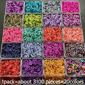 TEMU 3100개 100G 혼합 무지개 색상 크리스마스 비즈 - 2*6mm 은도금 유리 튜브 비즈 - 반짝이는 벌크 비즈, 수제 주얼리, 의류 액세서리 및 미술 용품 - 크리스마스 및 할로윈 G용 비즈 장식