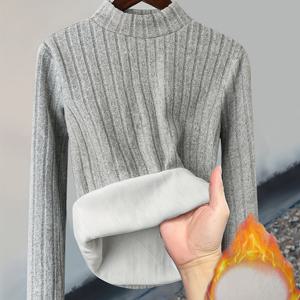 TEMU 여성용 하이넥 티셔츠 - 겨울용 따뜻한 솔리드 컬러 캐주얼 블라우스, 중간 신축성 기계 세탁 가능한 레이어링용 탑, 가을 & 겨울 워드로브 필수품 (비-) - 재판매용 브랜드 가능