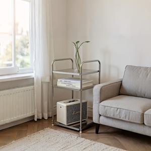 TEMU 3단 헤비듀티 스테인리스 스틸 산업용 모던 선반 유닛 - 독립형 다목적 수납 카트 (하단 선반 포함), 공간 절약형 정리대, 사무실, 침실, 욕실용 - 간편 조립, 튼튼한 금속 프레임 (목재 없음) - 책장|욕실선반|책꽂이|책장