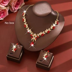 TEMU 우아하고 세련된 합금 여성 웨딩 세트, 목걸이 1개와 귀걸이 1쌍 포함 – 파티, 결혼식, 신부 이벤트, 무도회, 파티 의상 및 사계절 액세서리를 위한 스타일리시한 라인스톤 플라워 디자인