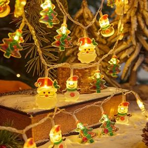 TEMU 새로운 10LED/20LED 크리스마스 LED 스트링, 산타클로스와 눈사람이 특징이며, 크리스마스 휴일 동안 축제 분위기를 조성하기 위해 실내 장식용으로 설계되었습니다. 배터리 작동 버전 [배터리 미포함]