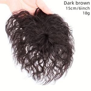 TEMU 여성용 가발, 볼륨을 위한 상단 헤어피스, 흰머리용 완벽한 매끄러움, 부드럽고 가벼운 컬을 가진 실제 모발로 제작