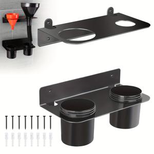 TEMU 엔진 오일 깔때기 세트, 이중층 오일 깔때기 거치대, 오일 깔때기 보관함, 자동차 오일 깔때기 키트, 벽걸이 보관 홀더 + 고밀도 탈착식 드립 컵 2개 포함, 자동차 수리장, 트레일러, 공구 보관소용 사전 구멍 뚫림