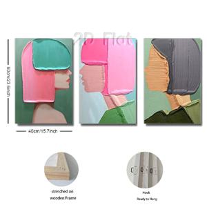 TEMU 2D 평면, 액자형, 크리스마스 홈 데코, 컬러풀 추상 초상화 캔버스 벽걸이 세트 3종 - 모던 아트, 현대적 스타일, 홈 데코, 거실, 침실, 사무실, 룸 데코, 2D 평면