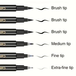 TEMU 골드 트림 캘리그라피 붓 6종 세트, 인체공학적 그립 미세 팁 펜, 보관 케이스 포함, 예술가 및 취미 활동가를 위한 이상적, 캘리그라피 및 예술 프로젝트에 완벽, 캘리그라피 용품 | 인체공학적 그립 펜 | 내구성 있는 플라스틱 펜, 캘리그라피 펜