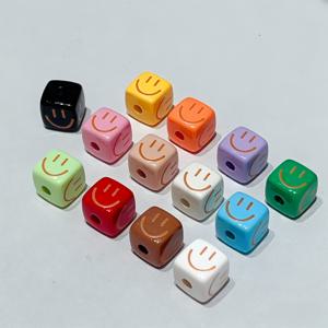 TEMU 13개 혼합 색상 스마일 비즈 - 멀티 컬러 아크릴 수제 비즈, 주얼리 제작, 팔찌, 목걸이 및 신발 또는 가방 참에 적합