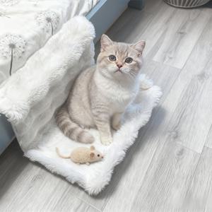 TEMU 두꺼운 부드러운 플러시 고양이 침대, 사계절 사용 가능한 걸이형 애완 동물 해먹/고양이 둥지, 털 빠짐 없이 세탁기 사용 가능, 안정적인 무게 지지력을 위한 드릴링 불필요, 새끼 고양이와 성인 고양이 모두에게 적합