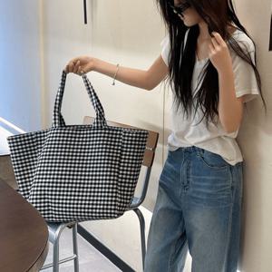 TEMU 1개 여성용 대용량 토트백 - 멀티컬러 체크무늬 북백, 그리드 패턴, 내구성 좋은 넉넉한 핸드백, 여행, 쇼핑, 캐주얼 & 스타일리시 숄더백 (잠금장치 없음)|토트백