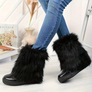 TEMU 1/2 쌍 여성용 무릎 위 겨울용 따뜻한 양말 - 모피 느낌 보온 양말, 할로윈 & 크리스마스에 딱, 손세탁 가능 (건조기 사용 금지)