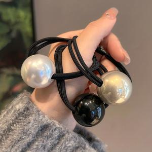 TEMU 3pcs 우아한 모조 진주 헤어밴드 세트, 탄력 헤어 타이 & 포니테일 클립, 여성 일상용