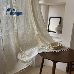 TEMU 1개 수제 린넨 커튼 - 빛 필터링, 사계절용 창문 (로드 포켓 포함), 거실 & 침실 장식용 빈티지 농촌 스타일, 침실 창문 | 빈티지 스타일 | 린넨 원단, 거실용 커튼