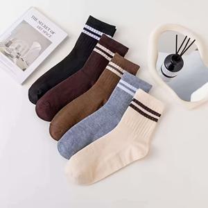 TEMU 커피 컬러 투바 미드 캐프 양말 5켤레 [가을 겨울 스타일] 한국 패션 다용도 여성 양말