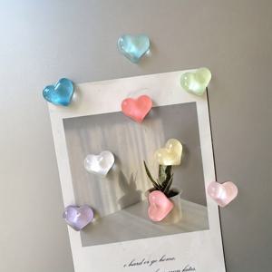 TEMU 7개 세트 컬러풀 하트형 냉장고 자석 - 메모/사진 고정용 귀여운 레진 장식, 발렌타인데이/크리스마스/추수감사절 선물, 색상, 사무실, 게시판용 (7개)