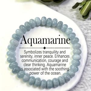 TEMU TGS GEM 여성용 아쿠아마린 블루 비즈 팔찌 - 틸 그라데이션 스머지 비즈, 12월 탄생석, 광택 처리된 보석 선물 (크리스마스, 기념일, 졸업 선물용) (합리적인 럭셔리)