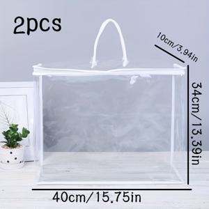 TEMU 지퍼와 손잡이가 있는 PVC 수납 가방 2개 세트. 담요, 베개 보관에 적합하며 옷장 또는 침대 밑에 보관할 수 있습니다. 이 다용도 가방은 옷 정리 및 보관에 완벽합니다.