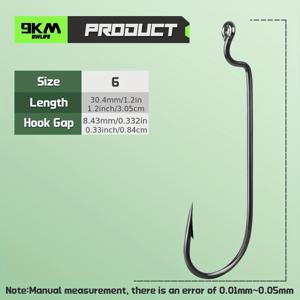 TEMU 50개 9KM DWLIFE 헤비듀티 낚시 웜 훅 - 고탄소강 오프셋 EWG 훅, 바브드 샹크 & 와이드 갭, 바다 및 민물 겸용 베스, 파이크, 송어, 메기용 - 웜/소프트 낚시 장비 (50개)