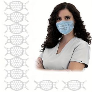TEMU 여성을 위한 더 넓은 숨쉬기 공간을 제공하도록 설계된 3D 마스크 브래킷 10개입. 실리콘으로 마스크의 내부 라이닝을 지지하고 마스크의 입에 닿지 않도록하는 기능. 블랙 및 화이트 색상으로 제공되며 마스크 용품, 코 스트립 포함.