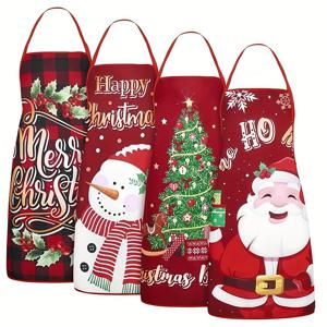 TEMU 재미있는 크리스마스 앞치마 4종 세트, 크리스마스 주방 요리사 앞치마, 귀여운 베이킹 앞치마, 크리스마스 파티 선물 세트, 요리, 베이킹, 바비큐, 크리스마스 파티 장식에 적합