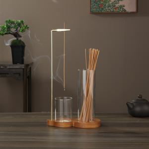 TEMU 나무 & 유리 역행 매달린 향로 홀더 금속 클립 포함 - 오크 스틱/콘용, 무향 무연 디자인, 명상 공간, 요가 스튜디오, 차방, 가정 & 사무실에 적합 - 다용도 실내 젠