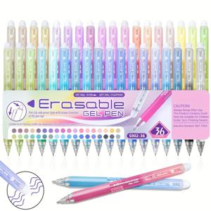 TEMU 36개입 컬러 지우개형 젤펜, 0.7mm 극세필, 리트랙터블 다색 펜, 부드러운 필기용 지우개펜, 그림 및 크로스워드 퍼즐용