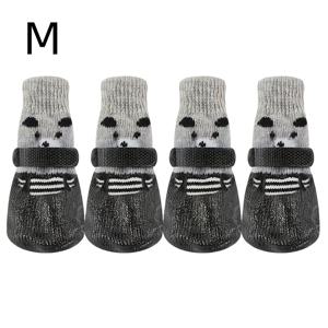 TEMU 4개 조절 가능 미끄럼 방지 강아지 발바닥 보호대, 미끄럼 방지 고무 밑창과 통기성 발 보호 기능 - 조절 가능한 스트랩, 야외 하이킹, 얼음 위 걷기 및 눈 위 산책에 적합, 따뜻하고 부드러운 쿠션 안창 포함