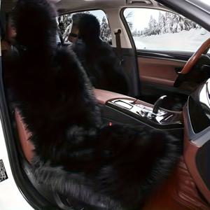 TEMU 겨울용 자동차 시트 쿠션 - 플러시 인조 양가죽 커버, 부드러운 폼 충전재, 보온 및 미끄럼 방지 운전석/조수석 쿠션, 휴대 및 압축 가능, 탈착식 커버 포함