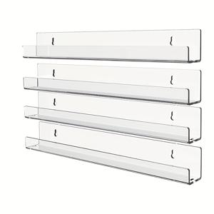TEMU 4단 또는 6단 세트 모던 아크릴 벽걸이 선반 - 투명 벽부착형 공간절약형 책장, 매트 & 쉬운 설치, 현대적 선반 (욕실, 침실, 주방용) (4/6개)