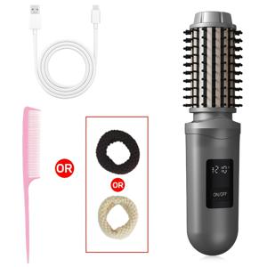 TEMU 무선 컬링 아이롱 브러쉬 - 3단계 온도 조절 기능과 충전식으로 구성되어 있으며 남녀 모두에게 적합하여 일상 사용 및 여행에 이상적인 선택입니다.|다리미