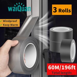 TEMU 3개입 60m 초장형 초강력 접착 문과 창문용 씰링 테이프, 겨울용 벌어짐 방지 유리문 및 창문용 씰링 테이프, 플라스틱 및 스틸문용 보온 단열 필름 스트립, 강력한 접착식 뒷면의 태풍 방지 방풍 씰링 테이프