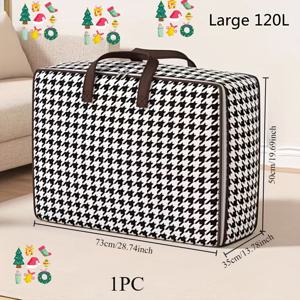 TEMU 3개 세트, 1개 하운드투스 패턴 대형 수납백 - 휴대용 옷, 담요, 침구 정리함, 바구니, 홈 정리용 용기|이불정리함