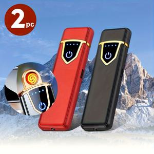 TEMU 아웃도어 애호가를 위한 최고의 선택! USB 전자 라이터 (듀얼 텅스텐 와이어, 방풍 및 무화염), 아웃도어 조명에 적합, 휴대하기 편리하고 내구성이 뛰어나며 스타일리시함 (블랙 및 레드 색상으로 제공)