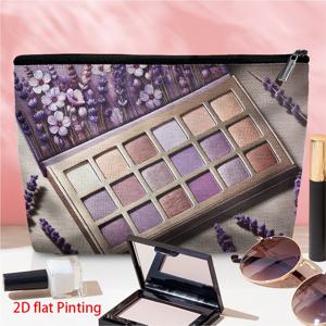 TEMU 1개 라벤더 크림 아이섀도우 팔레트 - 지퍼 잠금 방식의 휴대용 린넨 메이크업 가방, 여행 및 일상 사용을 위한 내구성 있는 화장품 정리함, 여성 선물