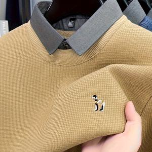 TEMU 2025 신상 남성 필수 오리지널 투인원 니트 스웨터, 셔츠 칼라, 긴팔, 보온 및 보풀 방지, 홈웨어, 데이트, 외출에 완벽|요가|요가복|남자셔츠