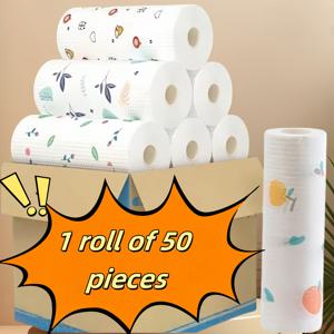 TEMU 1롤 (50개입) 재사용 가능한 다기능 주방 청소용 천 | 내구성이 뛰어난 폴리에스터 혼방, 거실, 침실, 욕실용 빠른 청소 타월, 효율적인 청소 도우미, 세탁 가능한 소재