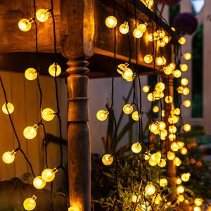 TEMU 1개 야외 태양광 스트링 라이트 | 따뜻한 흰색 볼 전구, 8가지 조명 모드, 정원, 파티오, 현관, 결혼식, 파티, 졸업 파티, 발렌타인데이, 크리스마스, 부활절, 새해, 봄, 여름, 야외 캠핑에 적합, 분리 불가능한 태양광 배터리