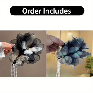 TEMU 2개 세트 우아한 달빛 툴 나비 태슬 대형 헤어 클립 - 여성용 세련된 패션 샤크 클립, 업스타일, 데일리웨어 및 특별한 날을 위한 다용도 헤어 액세서리