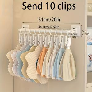 TEMU 드릴 없이 걸 수 있는 행잉 로드 | 벽걸이형 양말 클립 (모자, 턱받이, 수건용) | 가볍고 휴대 가능, 녹 방지, 아기방 및 욕실에 적합