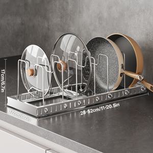 TEMU 1개 확장형 스테인리스 스틸 냄비 랙 | 조절 가능한 클립 수납 선반 (도마 및 식기용), 주방용 조리대 정리대, 스탠딩 선반|식기건조대