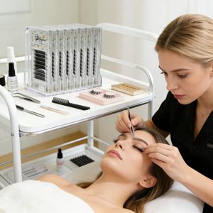 TEMU 8구 투명 아크릴 속눈썹 정리함 - 웨이브형 뚜껑, 먼지 방지 속눈썹 케이스, 속눈썹 연장 및 인조 속눈썹용 메이크업 보관함 - 모든 인조 속눈썹 타입 호환, 발렌타인데이 선물로 완벽