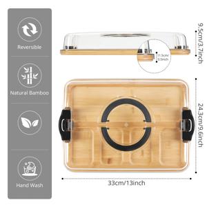 TEMU 투명 뚜껑이 있는 음식 접시 2개, 휴대용 여행용 치즈 보드, 주방 도마, 집들이 선물, 여성 선물 (6칸, 블랙)