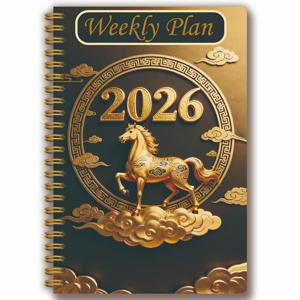 TEMU 1개 2026년 띠말년 테마 스파이럴 계획 노트북|5.5x8.3인치|월간 계획/주간 계획/일일 계획 레이아웃 | 주간 목표 계획|스케줄 리스트 노트북|습관 관리 오거나이저|새해 선물|달력|달력