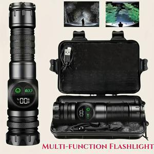 TEMU 야외용 다기능 휴대용 충전식 플래시라이트, 케이스 포함, 고강도 스트로브, 텔레스코픽 줌, 자석 부착, 연속 사용 시간 연장, COB 작업등, 다목적 사이드 라이트. 가정, 캠핑, 수리, 비상 상황에 적합. 가정용 조명, 컴팩트 플래시라이트, 휴대용 디자인, 핸드헬드 , 줌 가능 플래시라이트, 야외 사용을 위해 설계됨|후레쉬