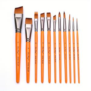 TEMU 11피스 전문 얼굴 페인팅 브러쉬 세트, 나일론 브리슬 - 수채화 및 엠보싱에 다용도, 넓은 브러쉬와 디테일 브러쉬 포함, 예술적인 메이크업 및 디자인에 이상적, 메이크업 브러쉬