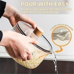 TEMU 다용도 보로실리케이트 유리 조리용 냄비 뚜껑 포함 - 내열성, 스튜, 수프, 우유, 어린이용 음식 및 국수에 적합 - 다양한 스토브탑과 호환 가능