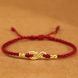 TEMU 중국 스타일 빨간 끈 팔찌, 행운을 주는 비즈 장식, 쌍둥이 연도에 커플과 친구들을 위해 짠 팔찌