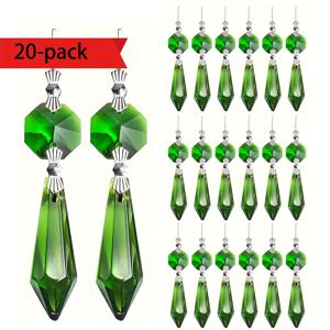TEMU 20개 팩 38mm 녹색 매달린 펜던트, 걸이 장식품, 휴일 결혼식 장식, 창문 무지개 판타지 테마, 야외 조각상, 동상, 정원 조명 액세서리용
